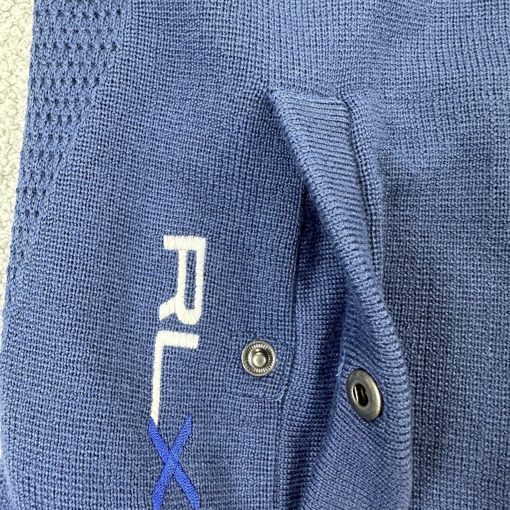 RLX Ralph Lauren Vest Mens Medium Navy Golf Coolmax Knit Full Zip Sweater - Picture 3 of 13